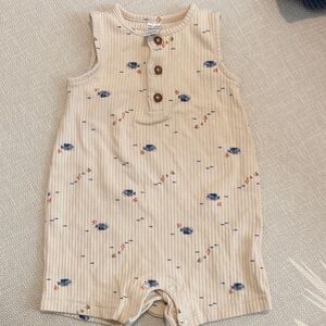 Carter's Cream Baby Romper with Fish Pattern